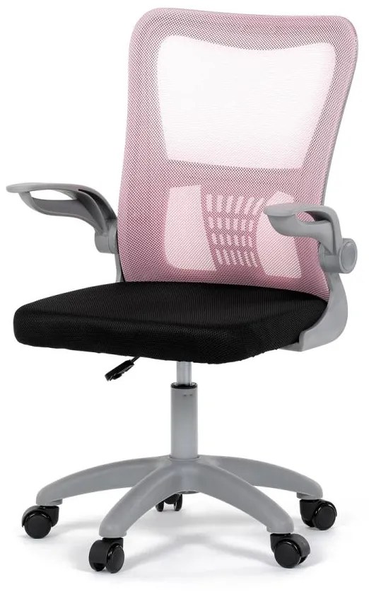 Detská kancelárska stolička KA-K2008 PINK, ružová sieťovina, sivý plast