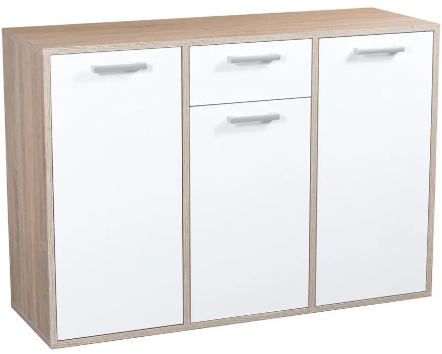 Komód DSB 3D/1S biely/sonoma