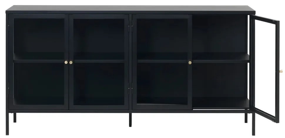 Čierna vitrína Unique Furniture Carmel, dĺžka 170 cm