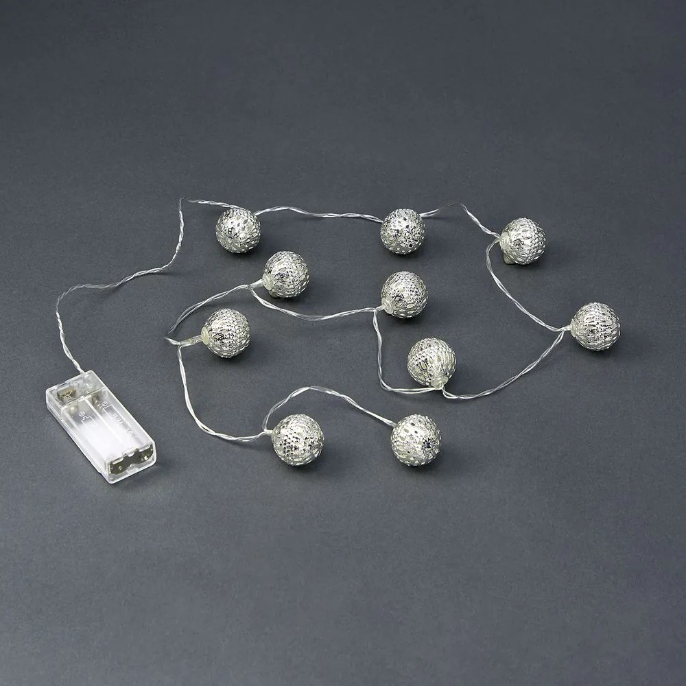 ORIENTAL LIGHTS Světelná reťaz s USB kovové gule 10 svetiel