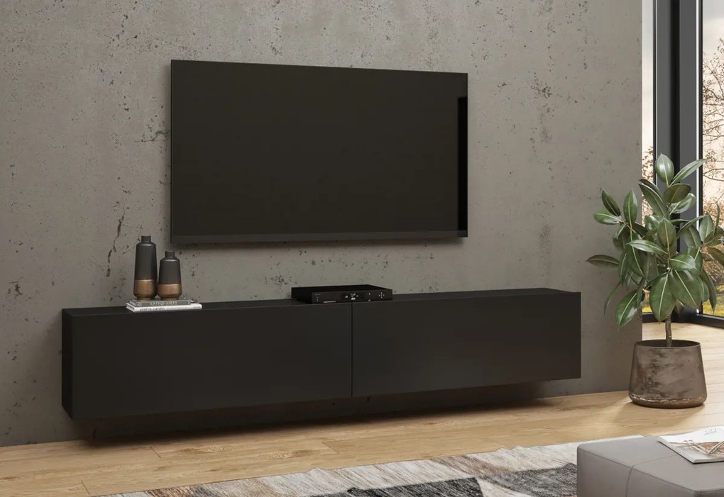 TV stolík AVANA 2KL, 180x35x30, čierna/wotan