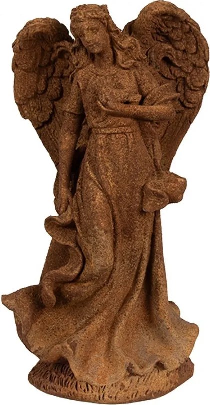Dekoratívna hrdzavá figúrka anjel s holubicou - 12*10*23 cm