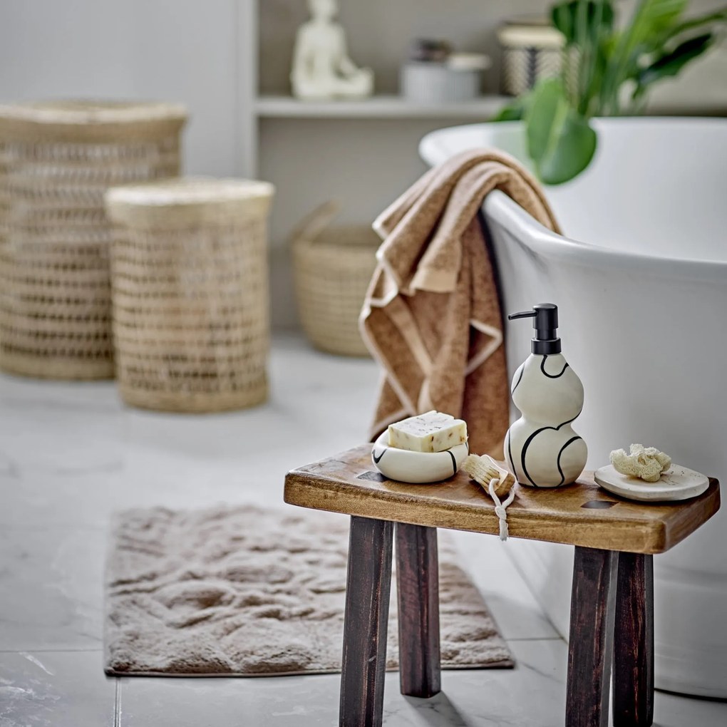 Bloomingville Bavlnená kúpeľňová predložka Sestu Brown 75 × 50 cm