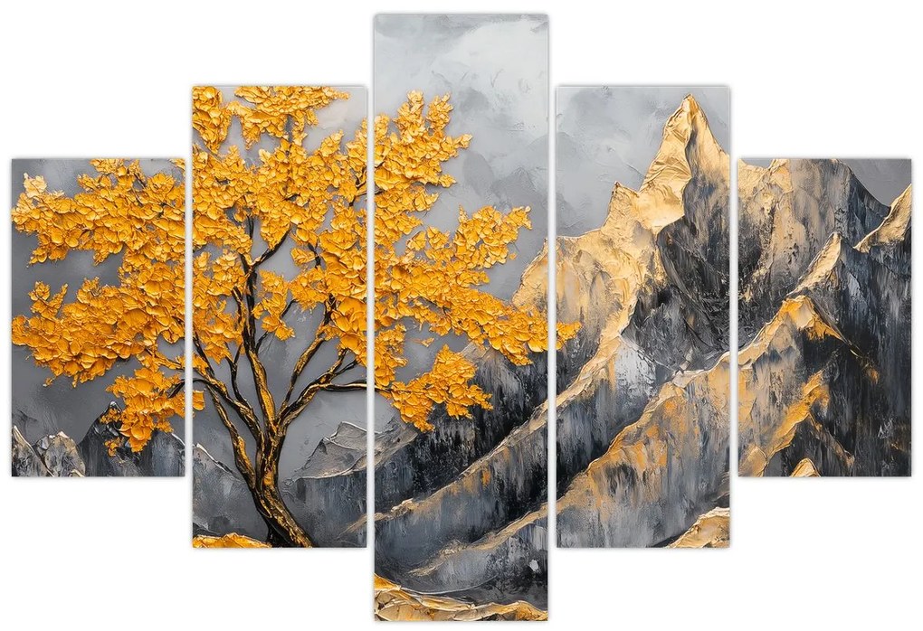 Obraz – Zlatý strom v horách (150x105 cm)