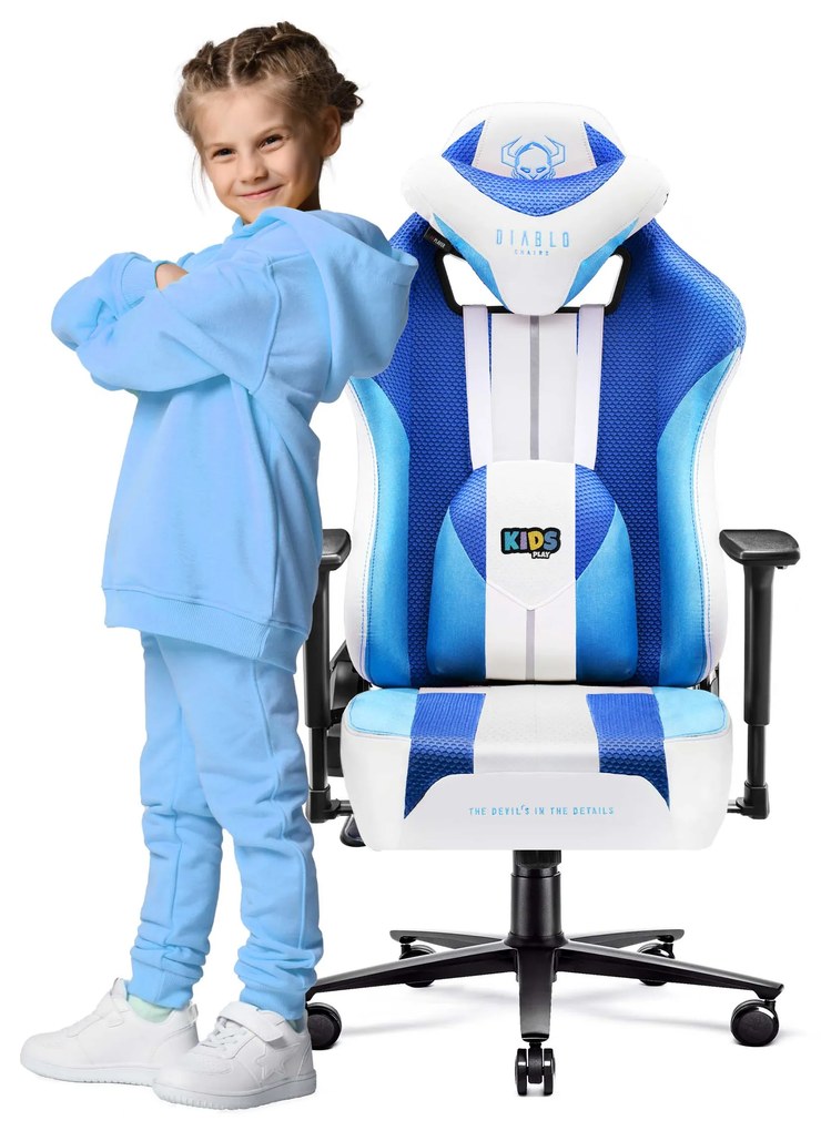 Detské látkové herné kreslo Diablo X-Player 2.0 Kids Size: Frost White/ biela Diablochairs