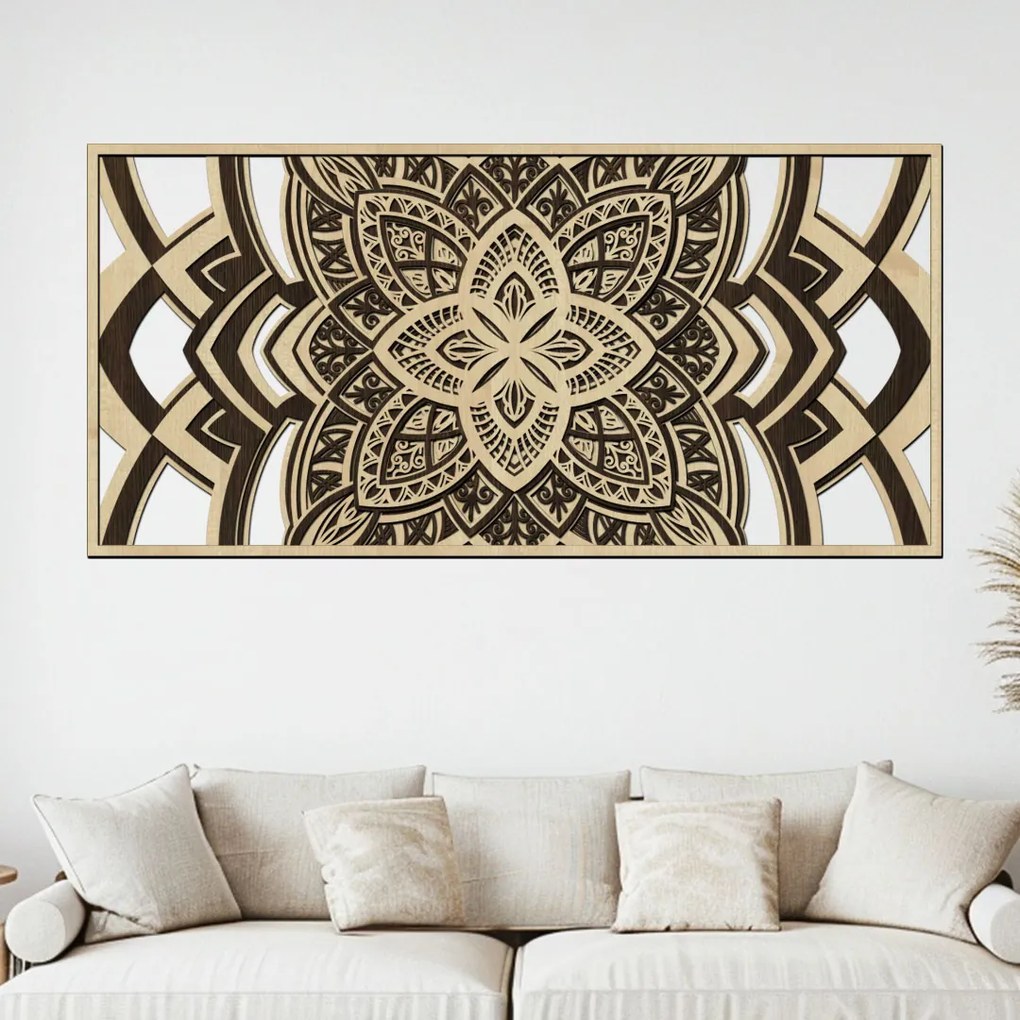 dřevo života Drevená 4 vrstvová mandala ODVAHY Rozměry (cm): 80x39, Barevná kombinace: dub zlaty-wenge-orech