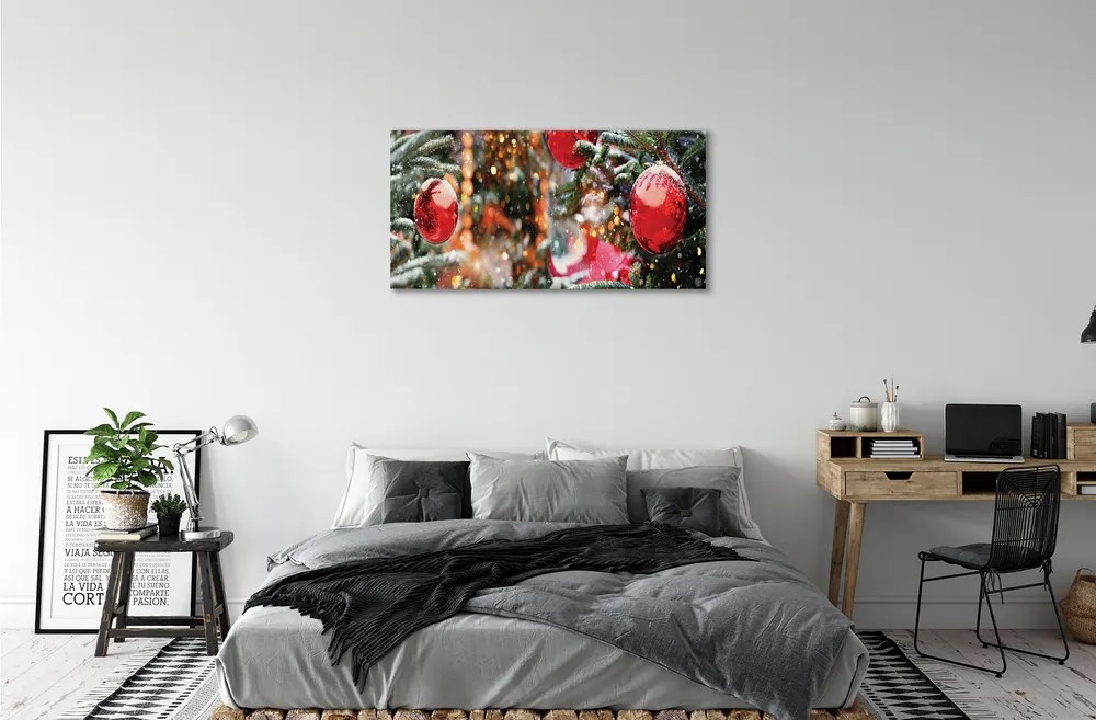 Obraz na plátne Snow Vianočné ozdoby 125x50 cm