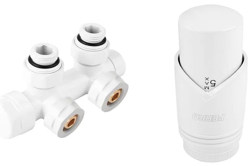 Termostatická zostava uhlová biely