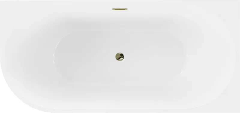 Mexen Mia, voľne stojaca rohová vaňa pravá 140 x 75 cm, biela/čierna, zlatý lesklý prepad, 52691407575P-50