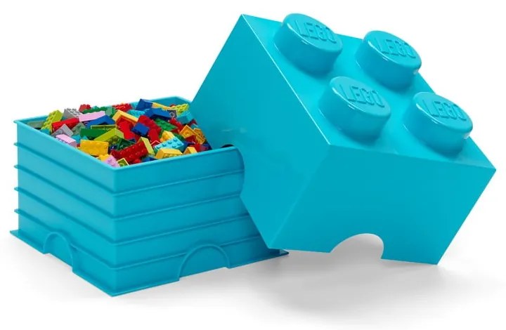 Azúrovomodrý úložný box štvorec LEGO®