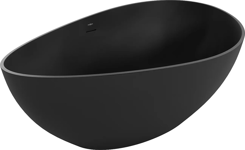 Mexen Parma Oválna Voľne Stojaca Vaňa 160x95 cm Čierna Matná Konglomerát