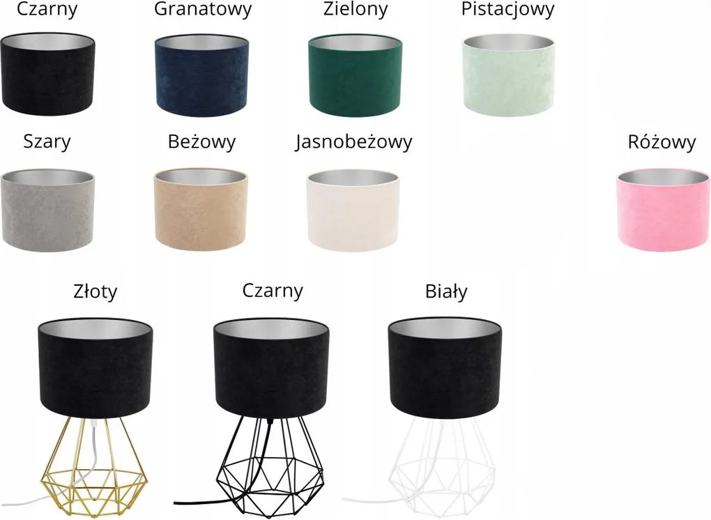 Stolná lampa Mediolan, 1x textilné tienidlo (výber z 10 farieb), (výber z 4 farieb konštrukcie), ch