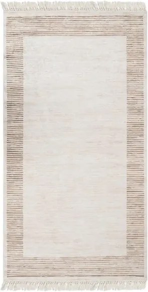 Zamatový behúň Deri Dijital Brown Framo, 80 × 300 cm