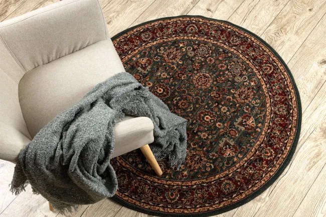 Koberec KASHQAI 4362 400 ornament, zelený / bordový kruh