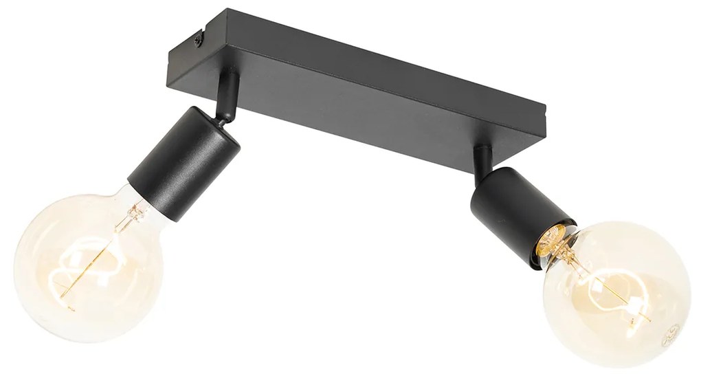 Moderné bodové svetlo čierne obdĺžnikové 2-žiarovkové - Facil