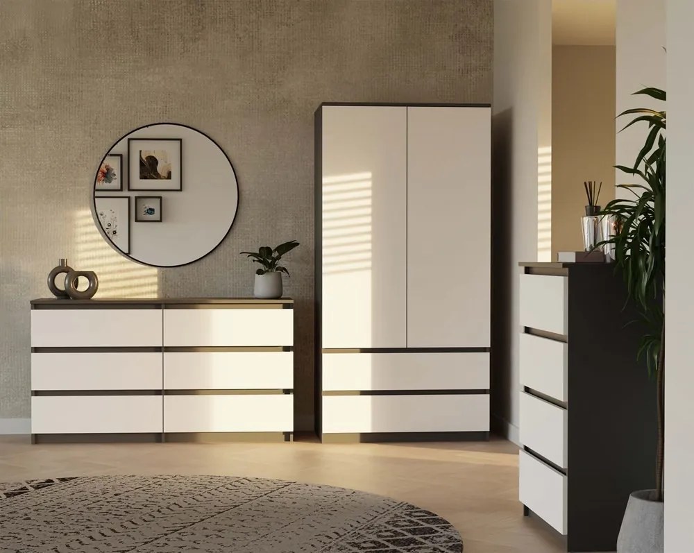 Komoda Malwa M6 140 cm antracit/bílá