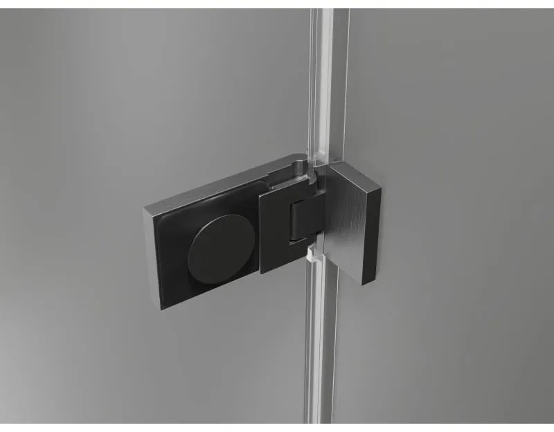 Mexen Lunar-F, 1-krídlový sprchový kút so skladacími dverami, pravý, 90 x 90 cm, 8mm číre sklo, grafitový profil, 836-090-090-66-00-P