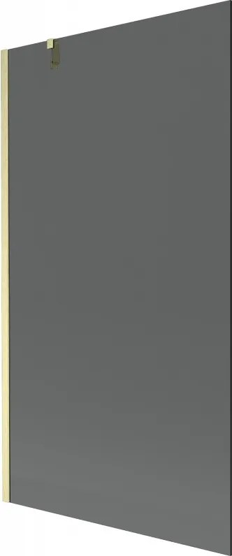 Mexen Next, 1-krídlová vaňová zástena 100 x 150 cm, 6mm šedé sklo, zlatá matná, 895-100-000-00-40-55