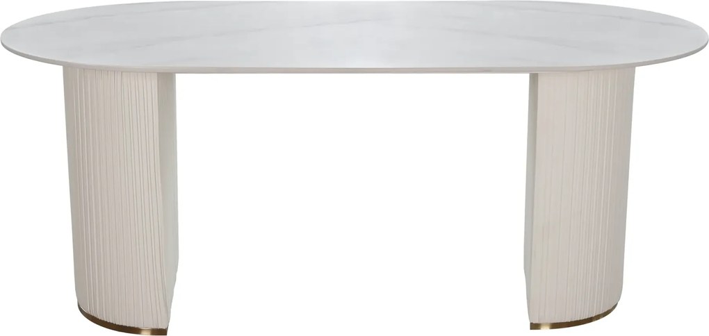 Jedálenský stôl Modig 180 cm eko koža ecru/mramor