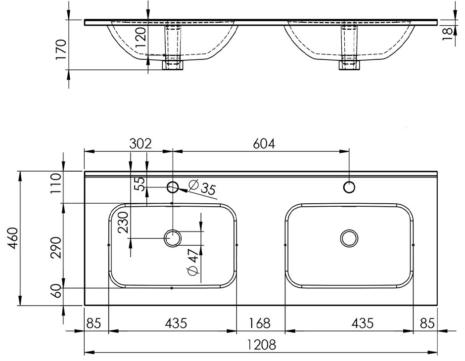 LOTOSAN MAYLA nábytkové dvojumývadlo 120 cm biela LK5875