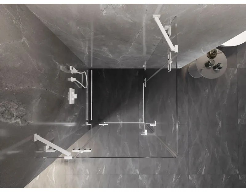 Mexen Lunar Duo, výklopný sprchový kút 90 x 90 cm, 8mm číre sklo, biely profil, 834-090L-090P-20-00