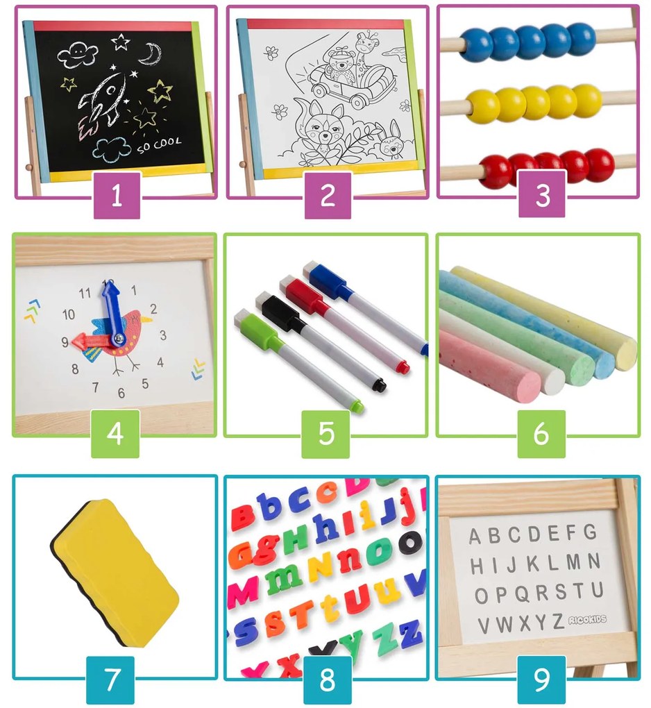 Veľká magnetická/kriedová tabuľa Ricokids 780100 - viacfarebná