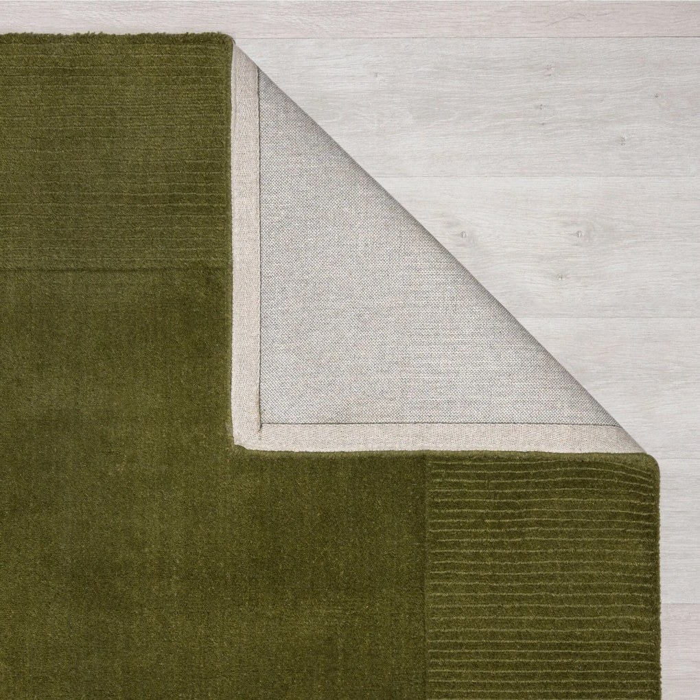 Flair Rugs, Kusový ručne tkaný koberec Tuscany Textured Wool Border Green, 120x170, zelená, obývacia izba