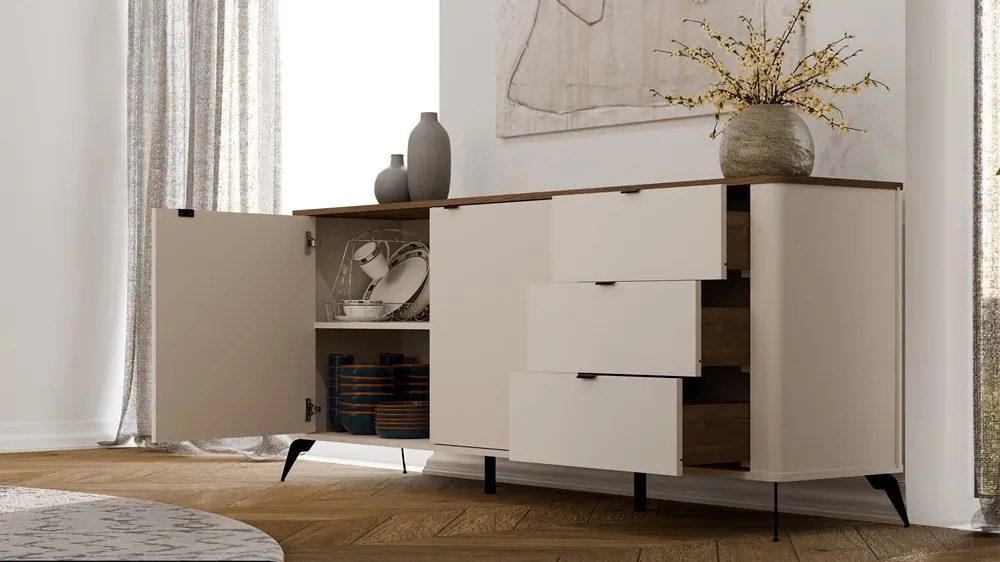 Komoda CORDOBA 2D3S kašmír/dub Castello