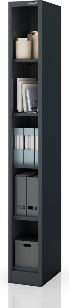 Úzky kovový archivačný regál na dokumenty antracitový, 250x1950x400 mm: TIM