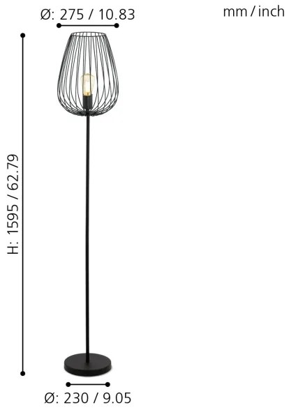 Eglo 49474 - Stojaca lampa NEWTOWN 1xE27/60W/230V