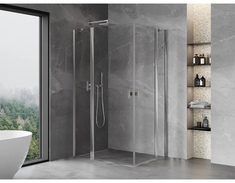 Mexen, Mexen Mist Duo výklopný sprchový kút 95 x 75 cm, priehľadný, chróm - 8A4-095-075-01-00