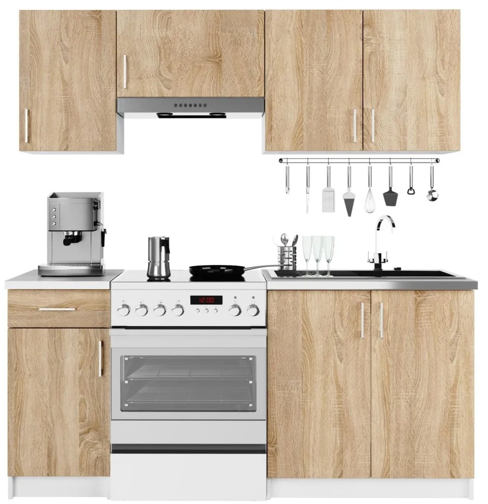 Kuchynská linka Lima 1,8 m biela/dub sonoma