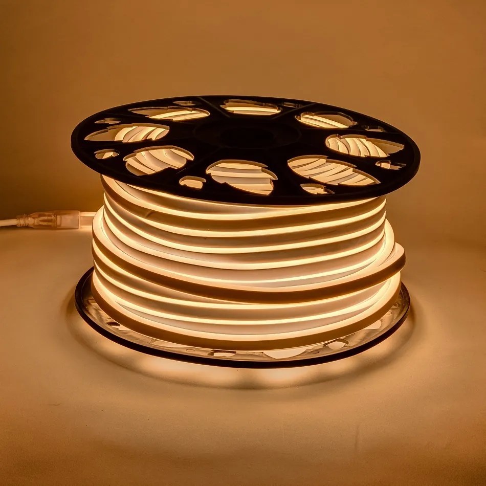 DECOLED Obojstranný LED neón, teplá biela, IP44, 50 m