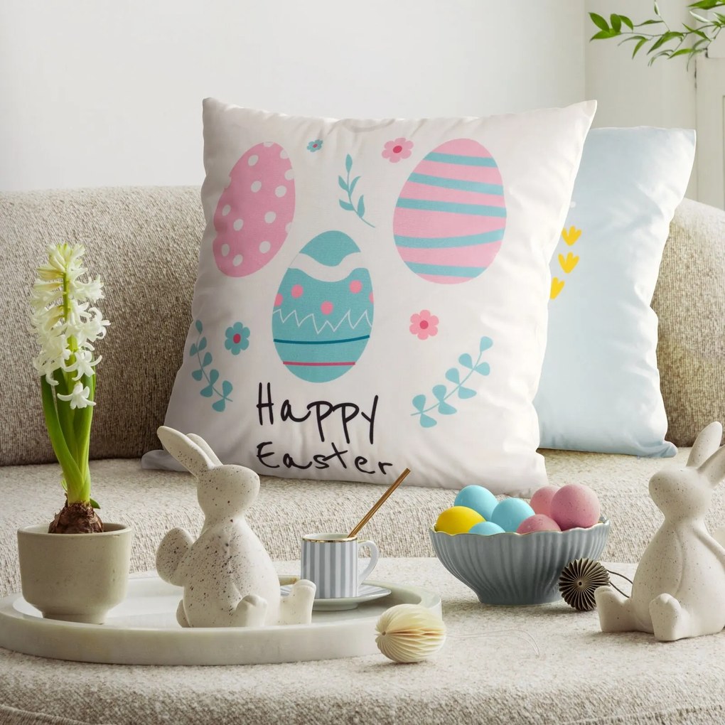 VEĽKONOČNÁ DEKORAČNÁ OBLIEČKA NA VANKÚŠ EASTER8 45X45 CM VZOROVANÁ
