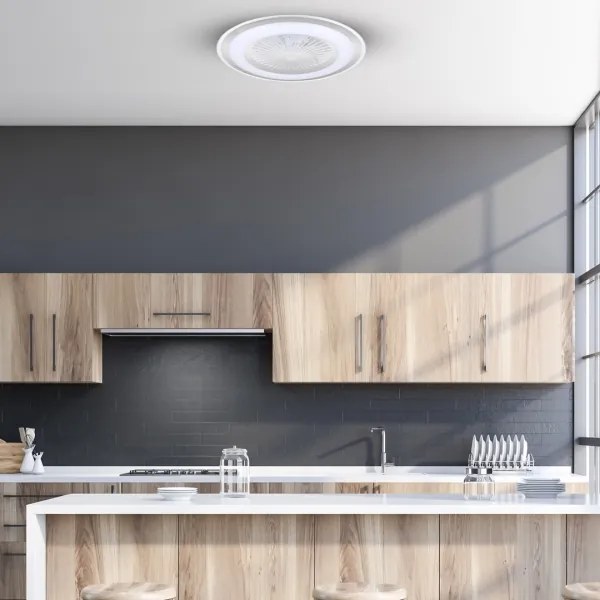 LED Stmievateľné stropné svietidlo s ventilátorom ZONDA LED/48W/230V strieborná + DO