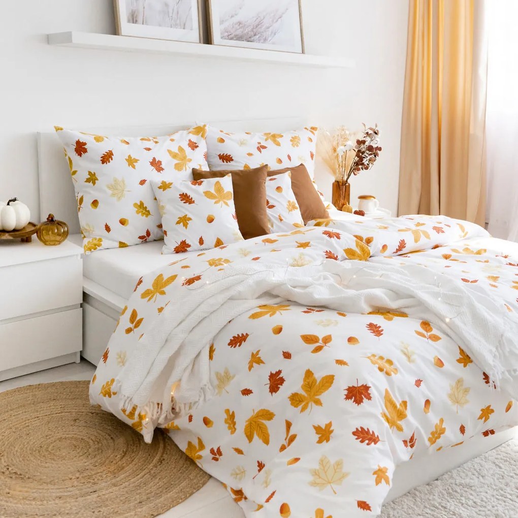 Goldea bavlnené posteľné obliečky - jesenné listy 140 x 220 a 70 x 90 cm