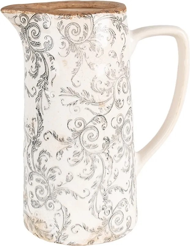 Béžový keramický dekoračný džbán so šedými ornamentami Gassia L - 21*14*26 cm