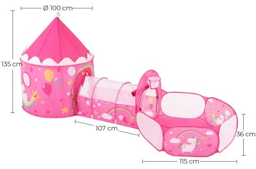 Detský stan 3v1 Princess LPT701P01