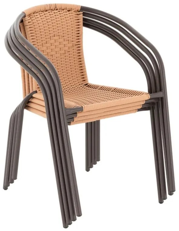 Záhradný balkónový set, polyratan, 2 stoličky + sklenený stô
