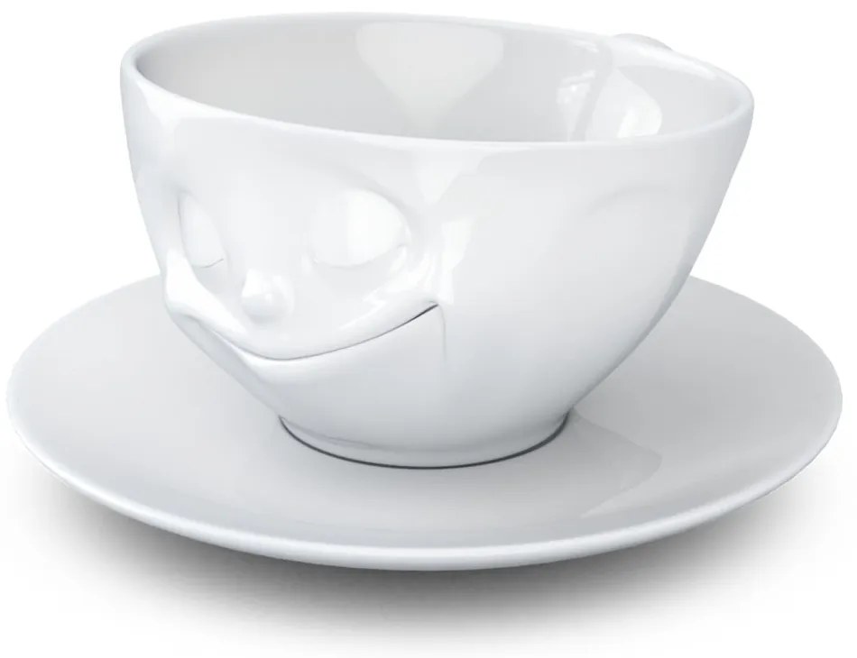 Biela šťastná porcelánová šálka na kávu 58products, objem 200 ml