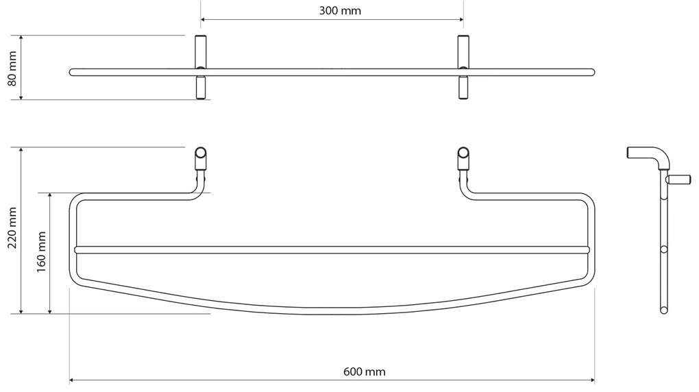Sapho Sapho, Sušiak uterákov na vykurovacie telesá 214x600mm, chróm, 1306-09N
