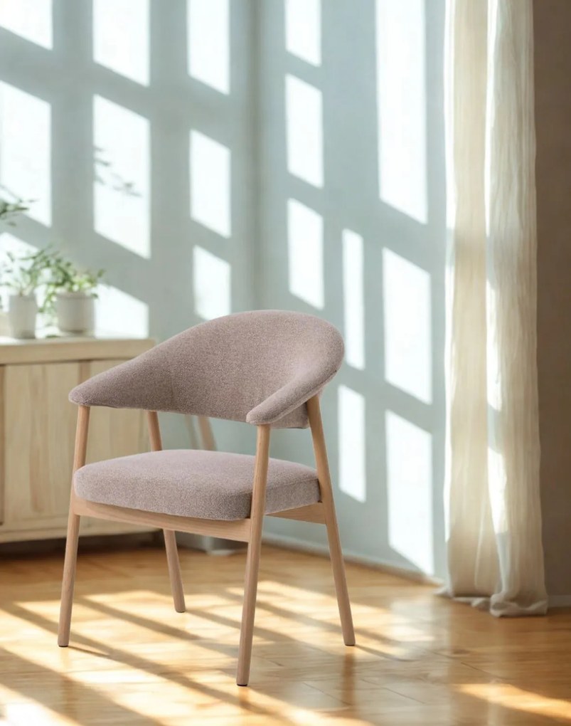 Čalúnené kreslo Elk, nohy z dubu s bielym pigmentom (56160301)