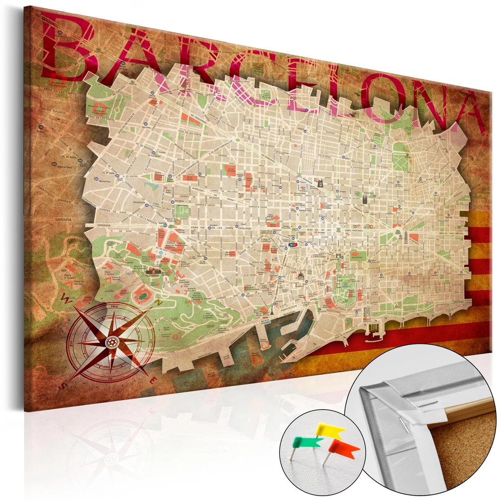 Artgeist Obraz na korku - Map of Barcelona [Cork Map] Veľkosť: 120x80