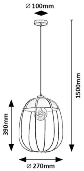 Rabalux 72034 - Luster na lanku SVENS 1xE27/60W/230V čierna/oranžová