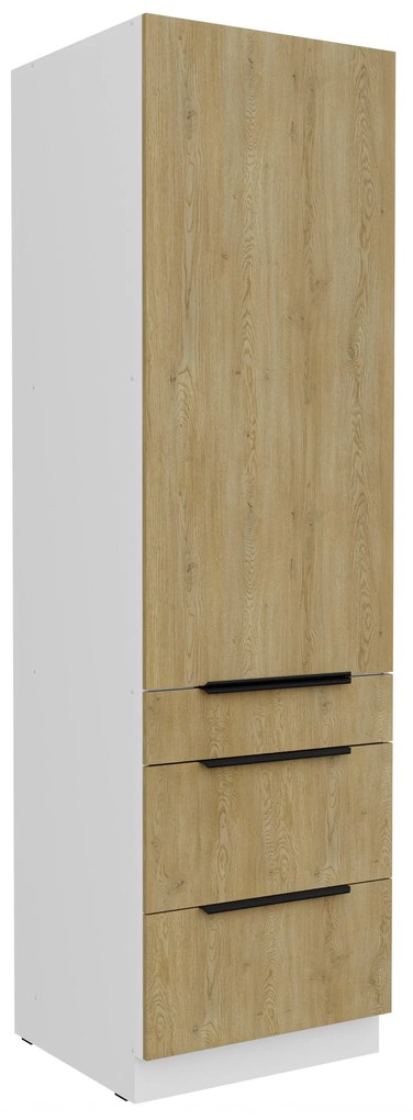 Potravinová kuchynská skrinka Carminia 60 DKS-210 3S1F PREMIUM BOX (dub cremona + biela). Akcia -20%. Vlastná spoľahlivá doprava až k Vám domov. 1128078
