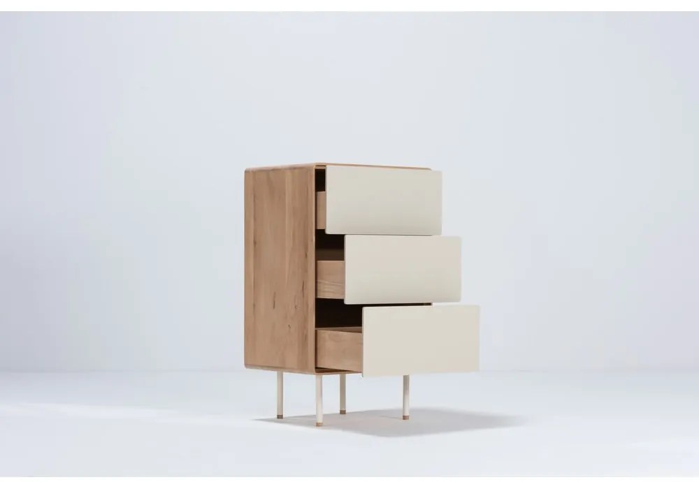 Vysoká komoda z dubového dreva v bielo-prírodnej farbe 60x100 cm Fina – Gazzda