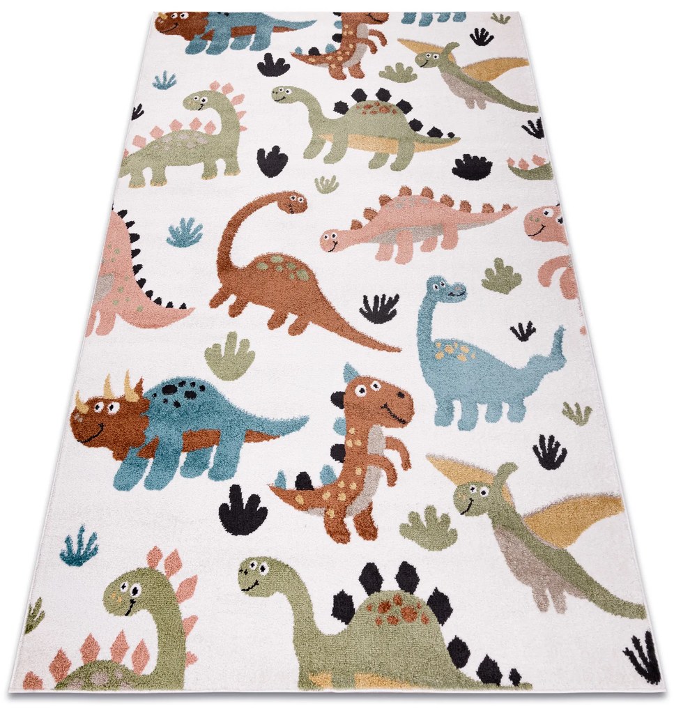 Koberec FUN Dino pre deti, krém