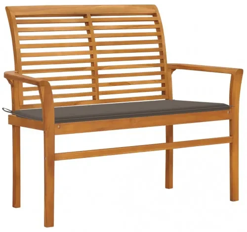 vidaXL Záhradná lavička a sivohnedá podložka 112 cm teakový masív-