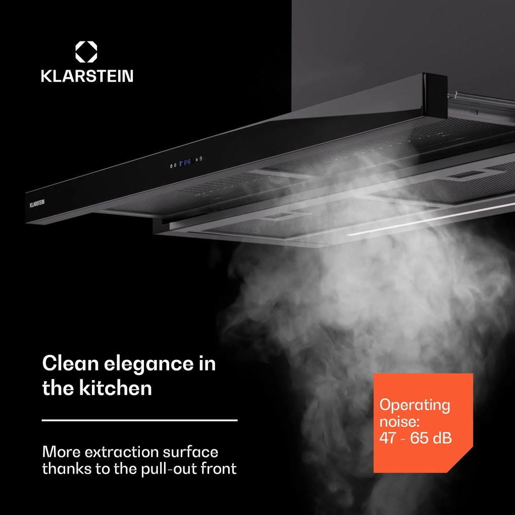 Klarstein Mariana Neo 90, plochý digestor, 90 cm, 640 m³/h, odsávanie vzduchu, LED