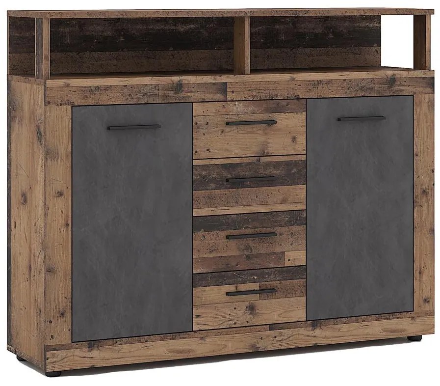 Komoda RUNA tmavohnedá/antracitová